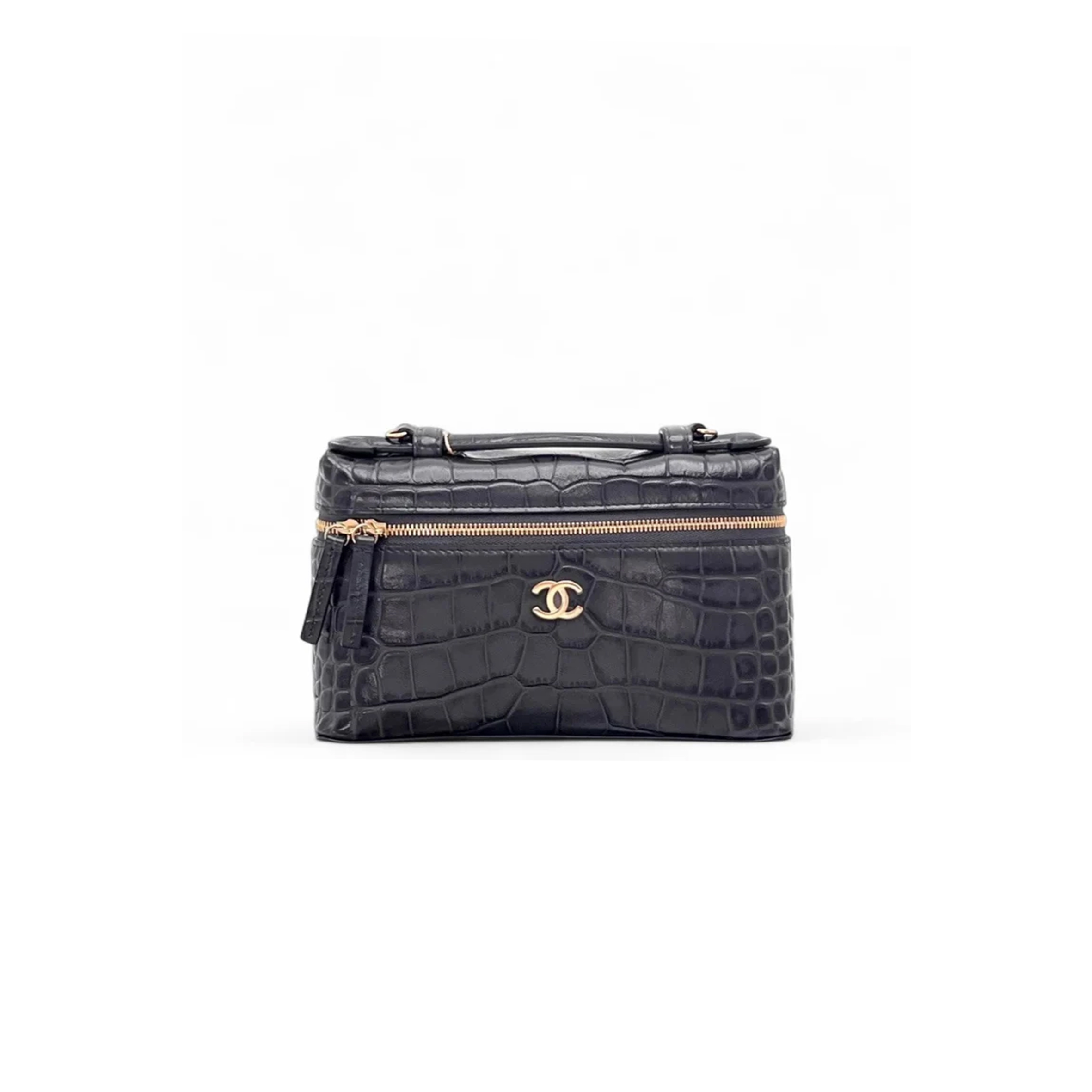 CHANEL MASTER TRENDY HANDLE SLIM VANITY CALFSKIN CROCODILE EMBOSSED GREY AP5347 (23*15*5cm)